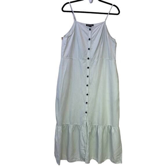 Something Navy Light Blue Linen Blend Maxi  Summer Staple Dress Button Up 1X - Picture 1 of 9